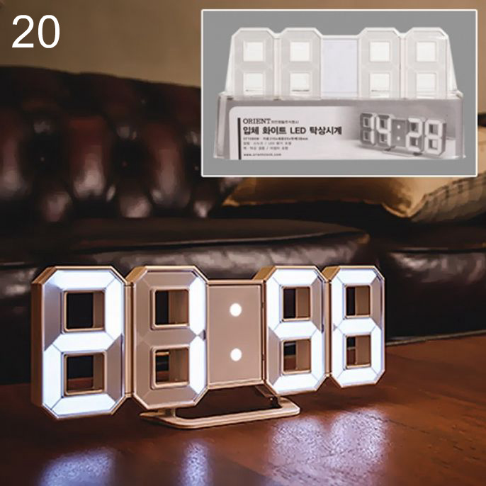 입체화이트 LED 탁상시계 OT1586W 215x85x38mm 20개