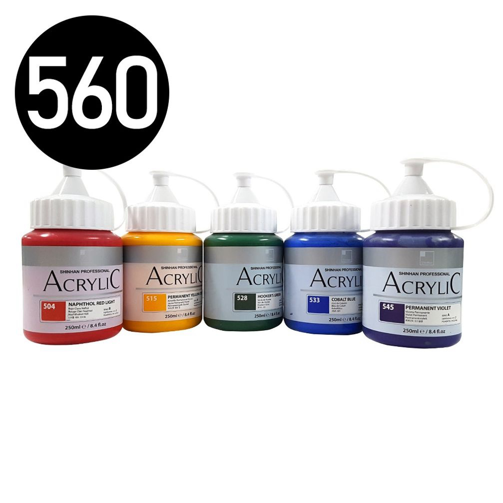 아크릴물감 250ml NO.560 흑색 블랙 1개