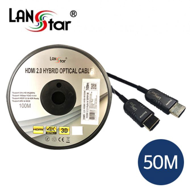 HDMI 리얼 2.0 하이브리드 광케이블 19P M-M 검정 50M
