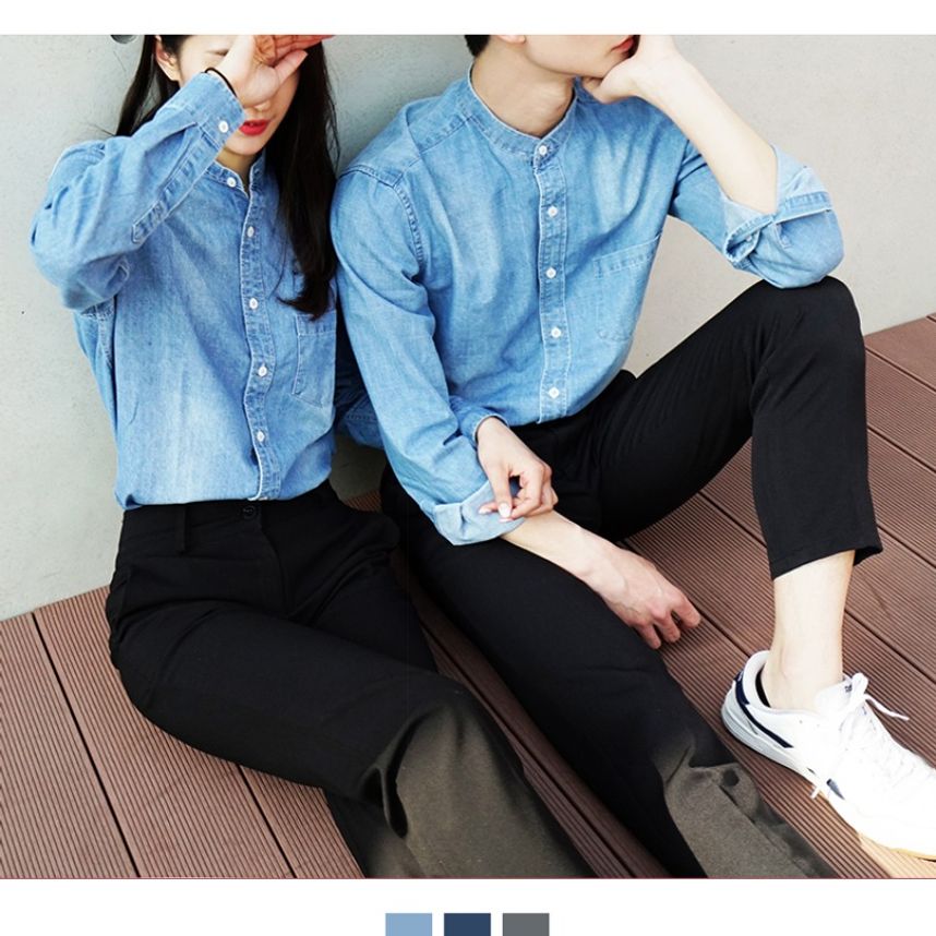 커플시밀러룩 차이나카라 청남방 빅사이즈 셔츠