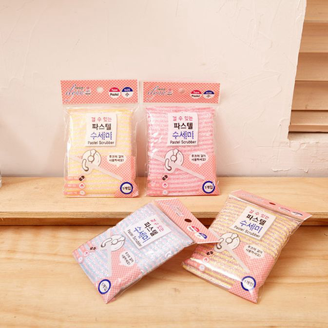 주방잡화 식기세척 파스텔수세미1p(색상랜덤)