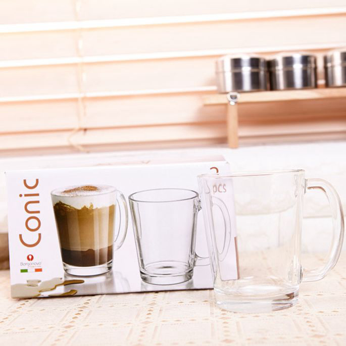 유리잔 유리컵 손잡이컵 코닉 머그 2p