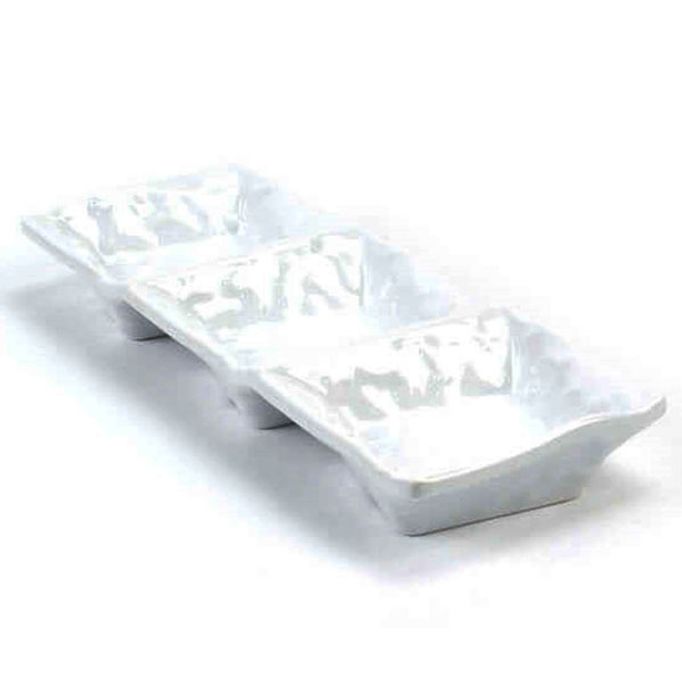 멜라민 종지 소스 그릇 나눔 접시 3칸 백색 25cm