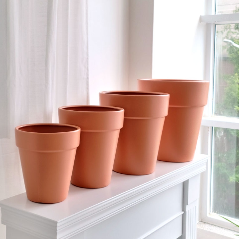 원예용품 카페 플라스틱화분 토기색 심플 D25 25x29cm