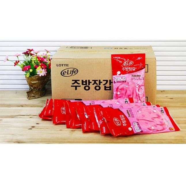 (BOX)롯데 주방장갑M_중(핑크)_60개입