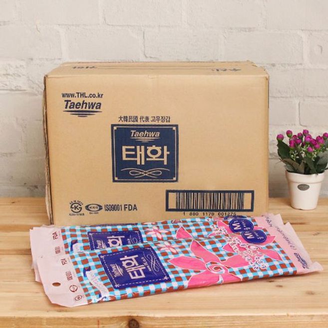 (BOX)태화 고무장갑 (M 올에이)_핑크_100켤레
