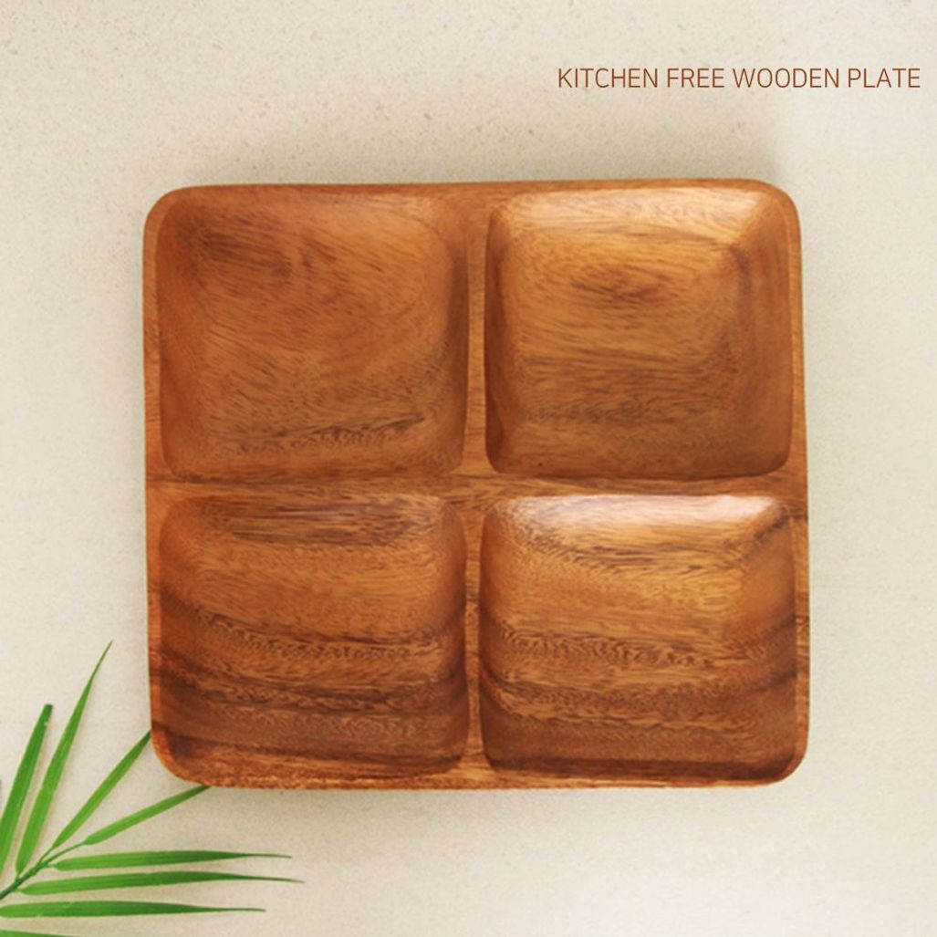 키친프리 아카시아 정사각 4절 접시 대