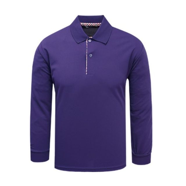 마이배색 긴팔티(진보라) 체크 남여공용 카라티셔츠