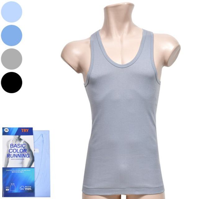 (트라이)면 100% 베이직 남성 무지 컬러런닝