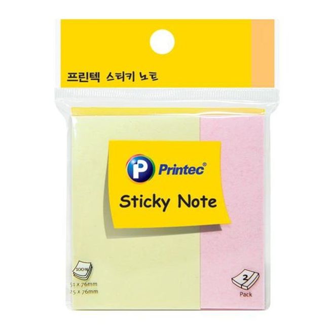 프린텍 혼합스티키노트 파스텔2색 51x76/25x76