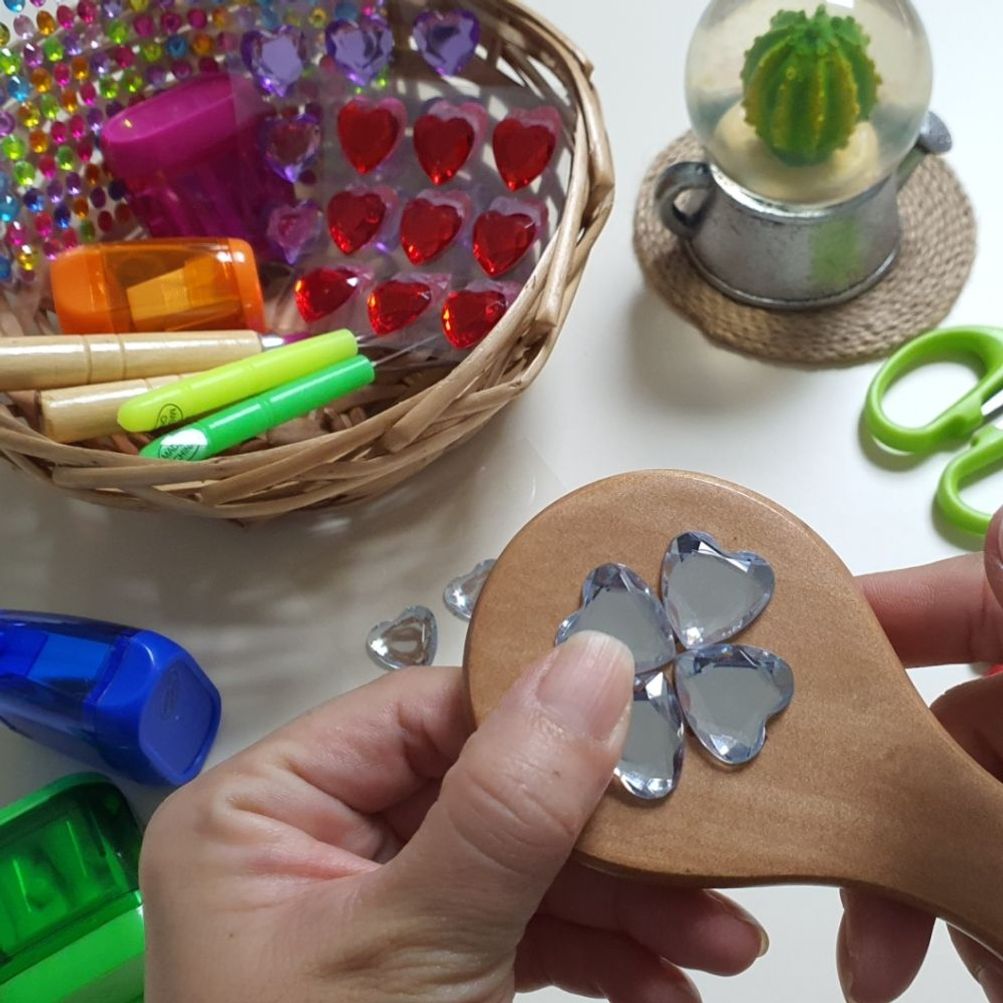 폴꾸 다꾸 꾸미기 하트 보석 스티커 연보라 9P