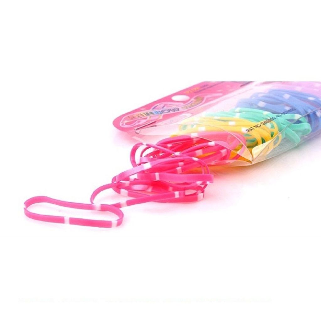 Rainbow 흰줄 레인보우 칼라 머리고무줄 머리끈 헤어