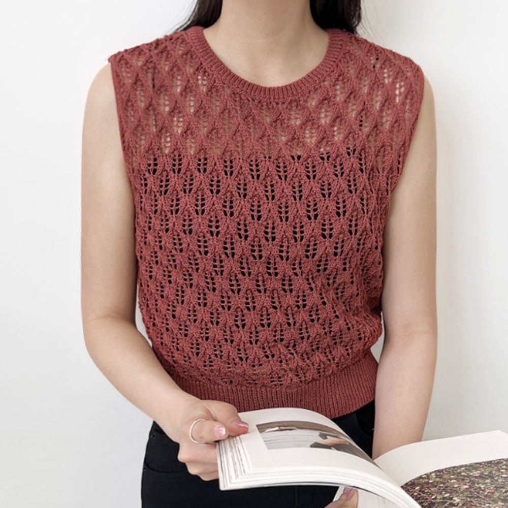 베이직 여성 니트조끼 그물 여름 여자 민소매 조끼