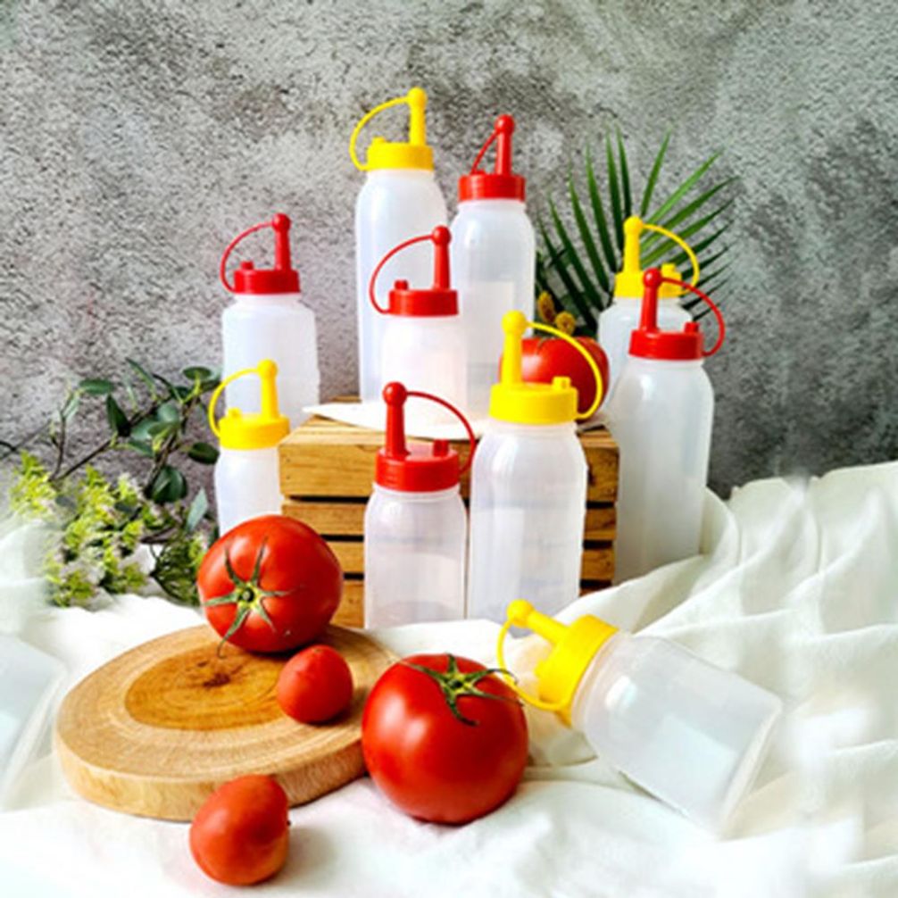 뚜껑마개 소형 투명케찹병 150ml-색상랜덤발송 식당용