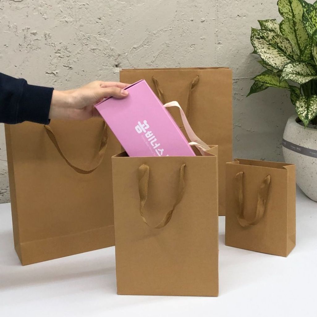 크라프트 무지 세로 직사각쇼핑백 종이가방 대