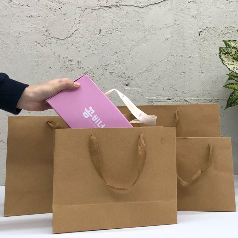 크라프트 무지 가로 직사각쇼핑백 종이가방 대