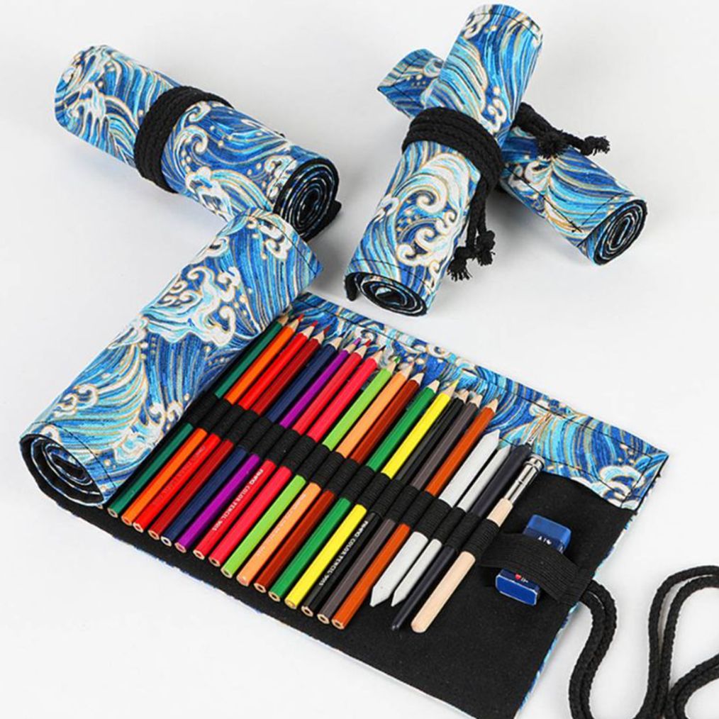 파도패턴 롤링 펜 파우치 케이스 홀더 12 24 36 48 72