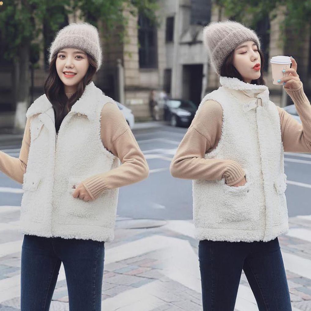 여성 상의 하이넥 스타일 조끼 부드러운 포근 베스트