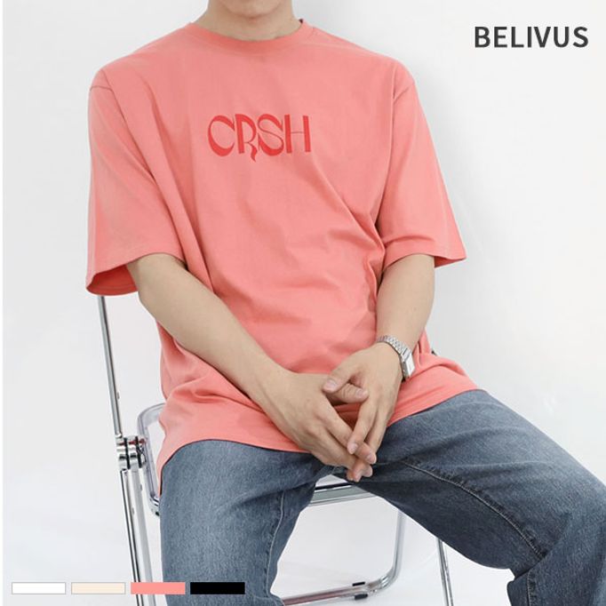 빌리버스 남자 반팔티 BVA003 여름 레터링 면 티셔츠