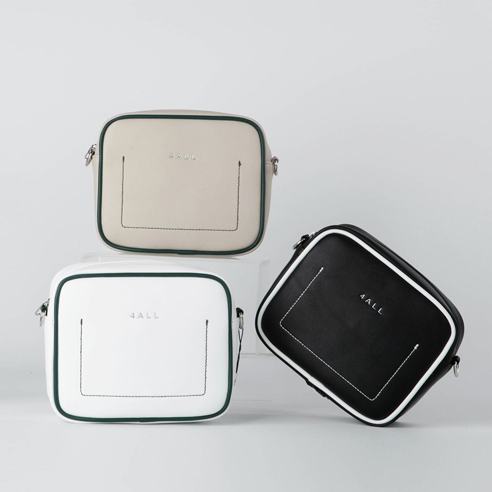 4 A L L 로고 스티치 포인트 컬러 테두리 라인 미니 크로스백 클러치