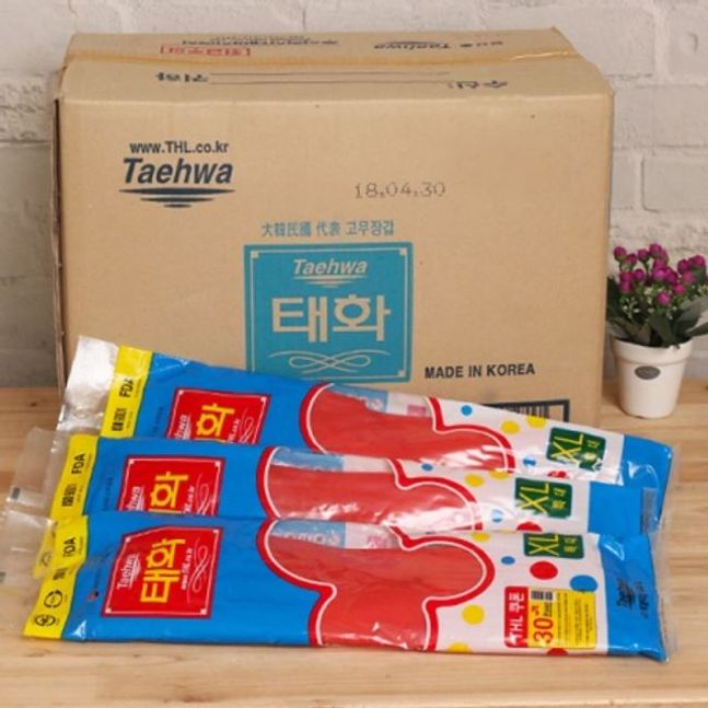 태화 고무장갑 (XL/특대) 레드 100켤레 주방장갑