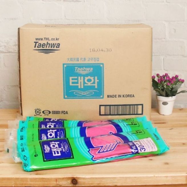 태화 고무장갑 꽃밴 L 핑크 100켤레 주방장갑