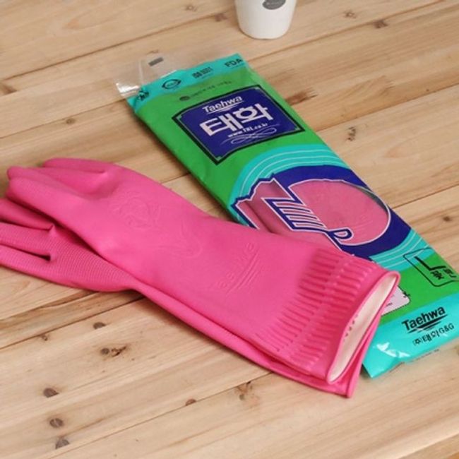 태화 고무장갑 꽃밴 L 핑크 주방장갑 설거지