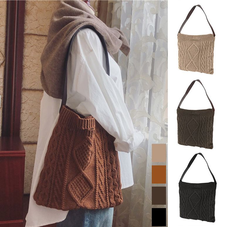 여자 가을겨울 패션가방 꽈배기짜임 니트 숄더백