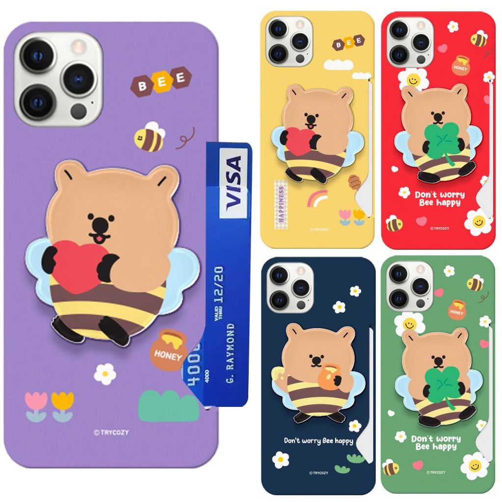 갤럭시노트10플러스 행복한쿼카 톡 그립 카드케이스