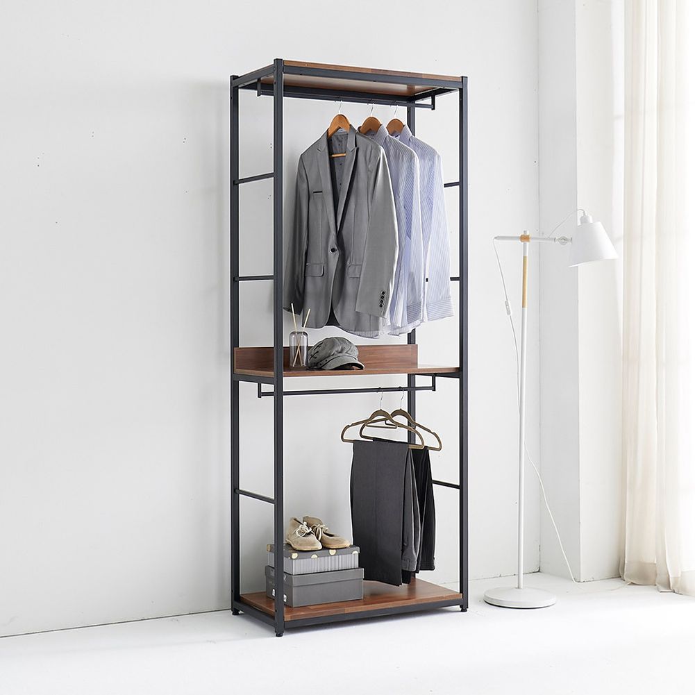 가구샘 브라운 2단 철제선반 행거시스템 수납장 B4065