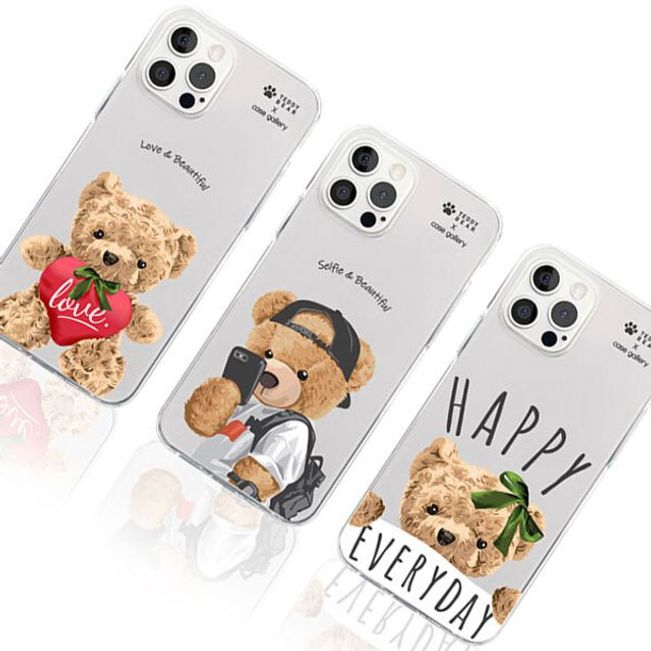 아이폰 13프로맥스 테디베어 투명젤 케이스