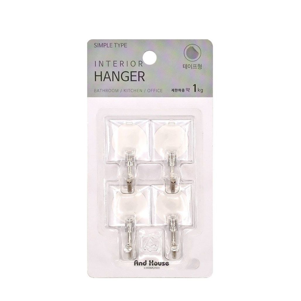 투명 클리어 사각행거(4P) 후크 고리 걸이