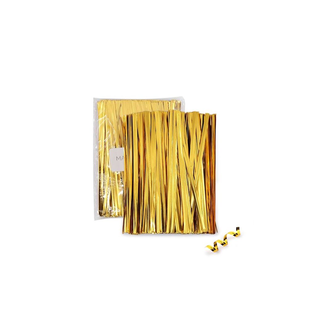 다용도빵끈 골드10cm(약500개) 포장끈 칼라철심끈