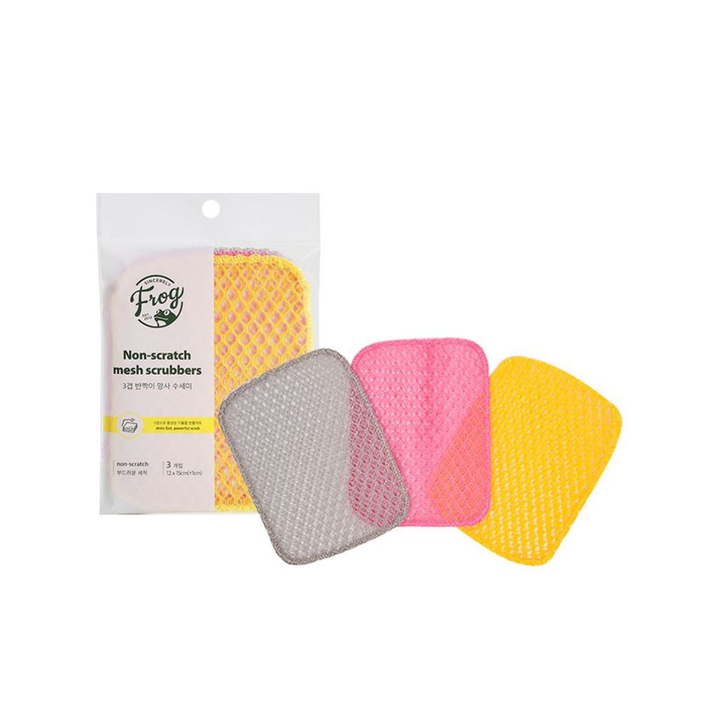 무흠집 3겹 반짝이 망사수세미(3개입)
