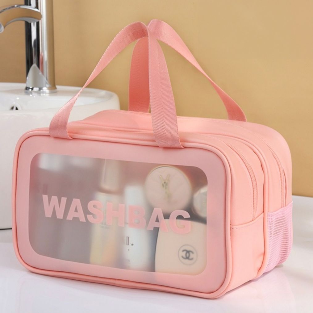메쉬 목욕 PVC 가방 파우치 핑크 대형