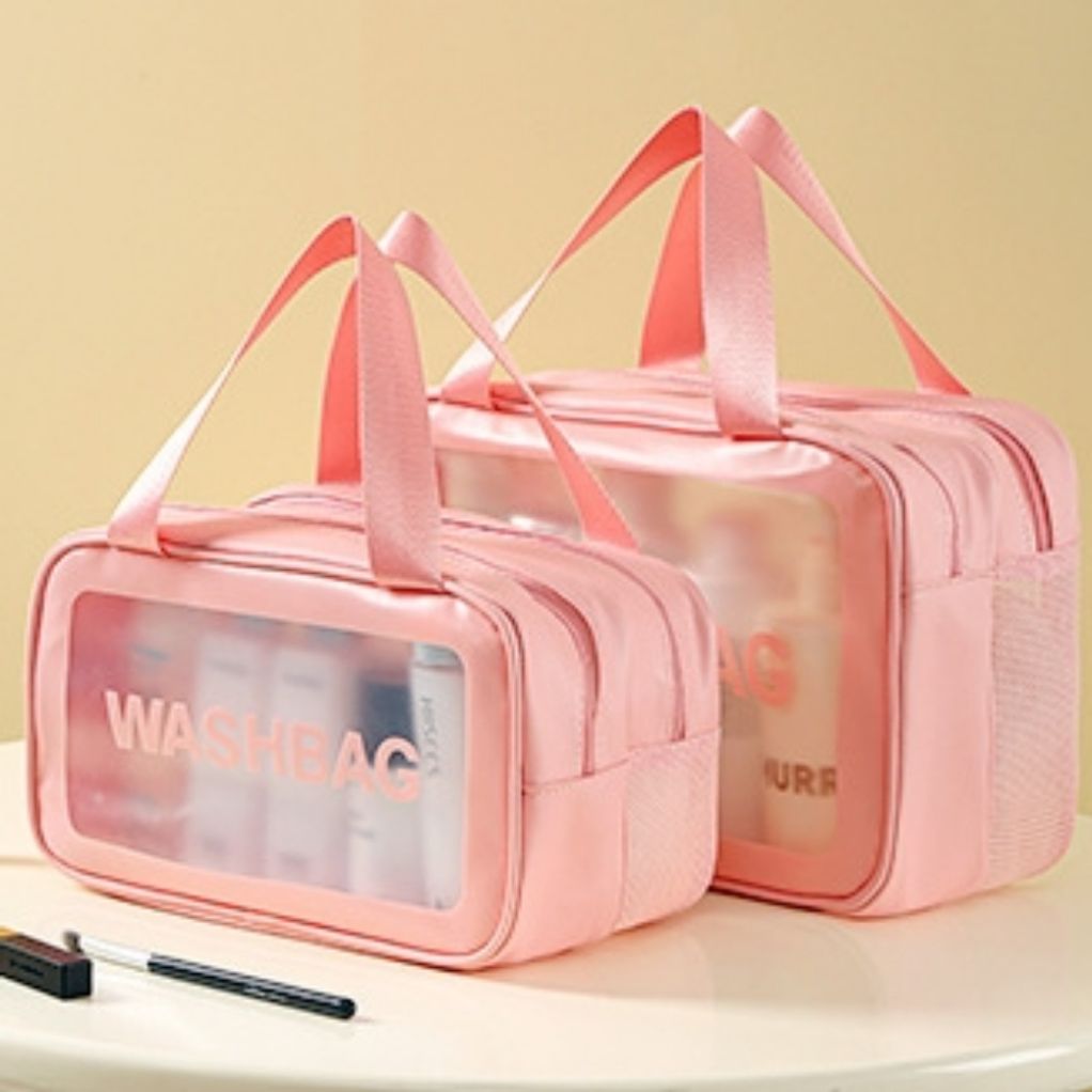 메쉬 목욕 PVC 가방 파우치 핑크 중형