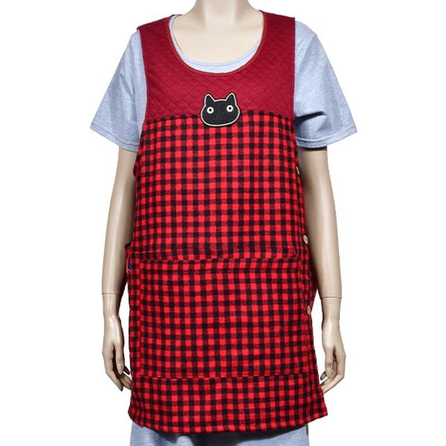 체크 초콜릿 포켓주머니 앞치마