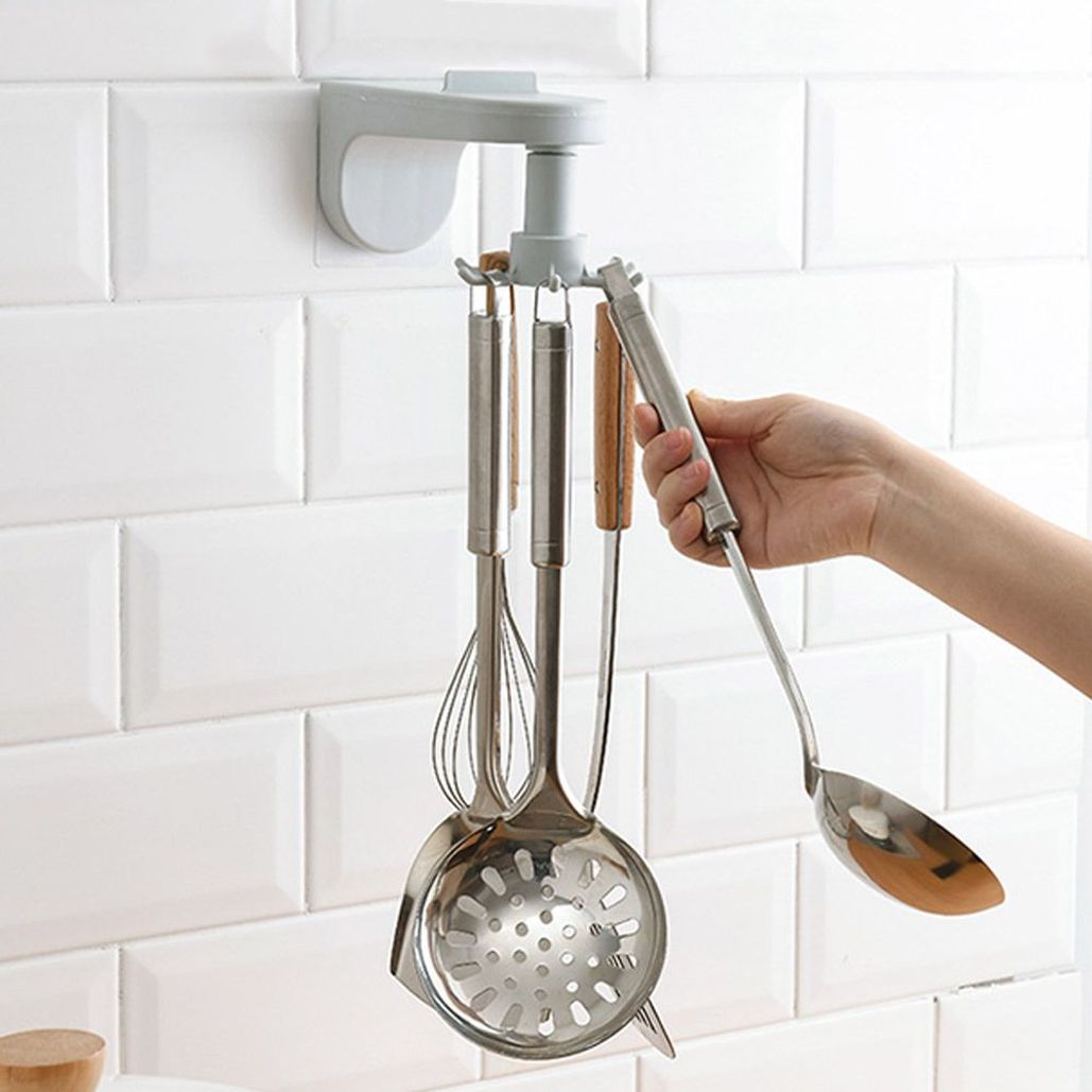 주방 멀티후크 벽걸이 그레이 회전후크걸이