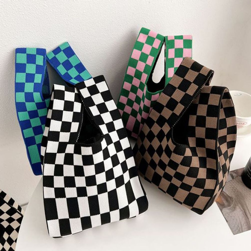 후스토리 데일리 미니 에코 체크 니트백