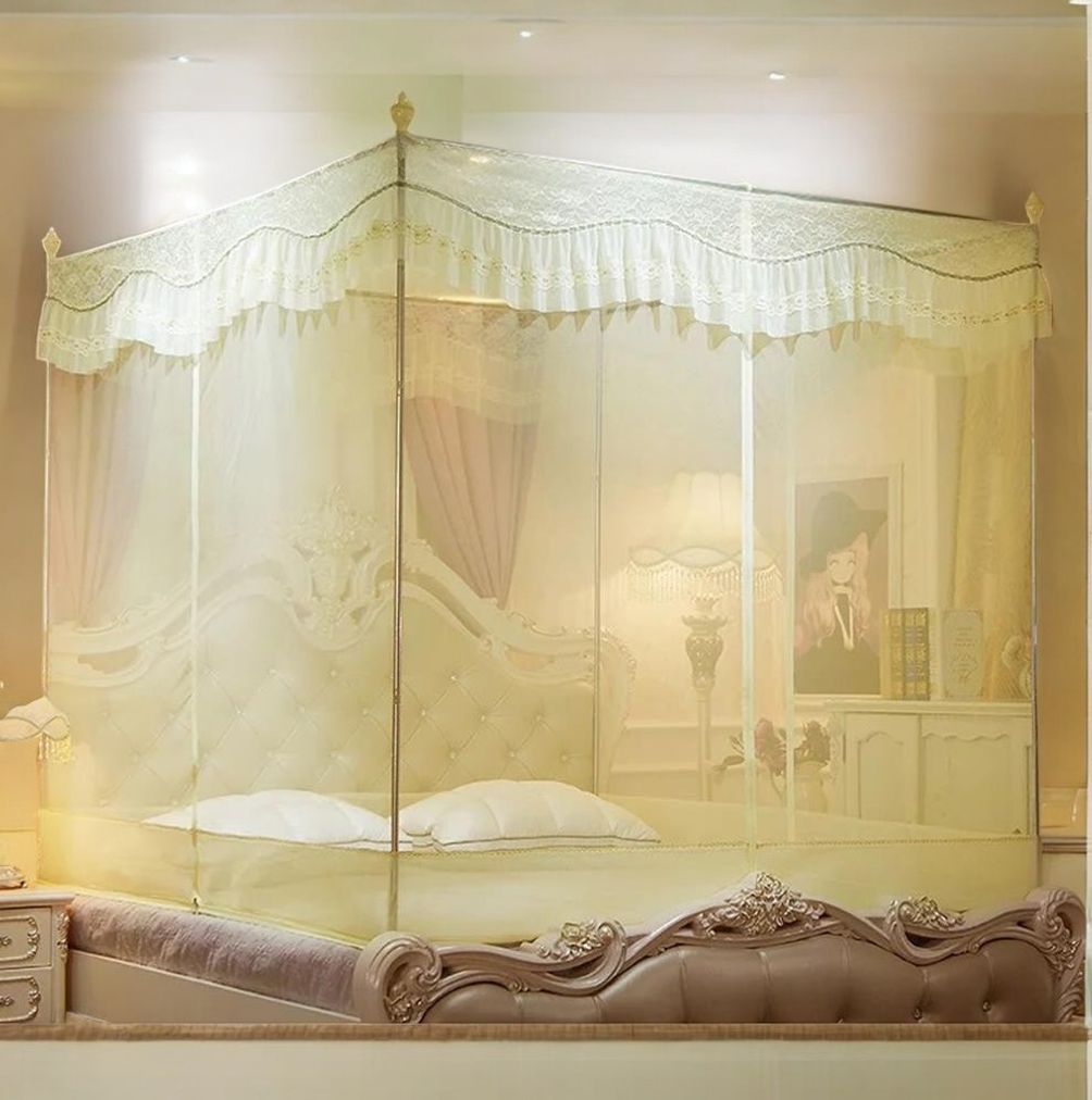 게더릭 스틸프레임 사각 모기장 (200x220cm) (베이지)