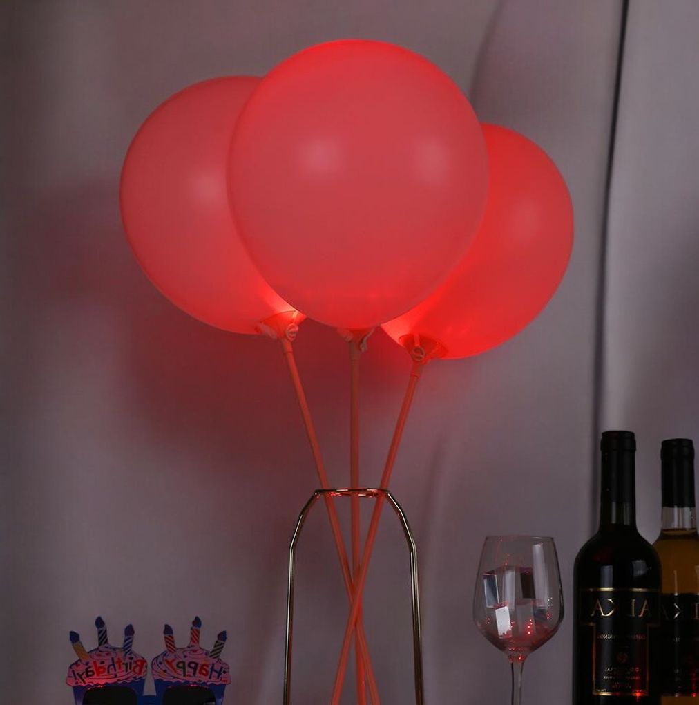 게더릭 파티 LED 볼 풍선 조명 (레드) (50p)