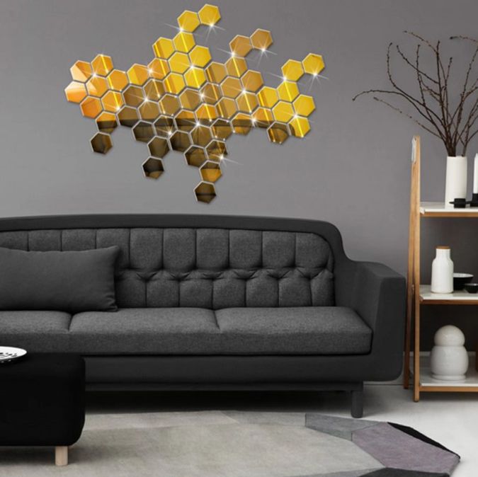 육각거울 스몰 기하학 3D 벽 스티커 홈 장식 DIY 미러