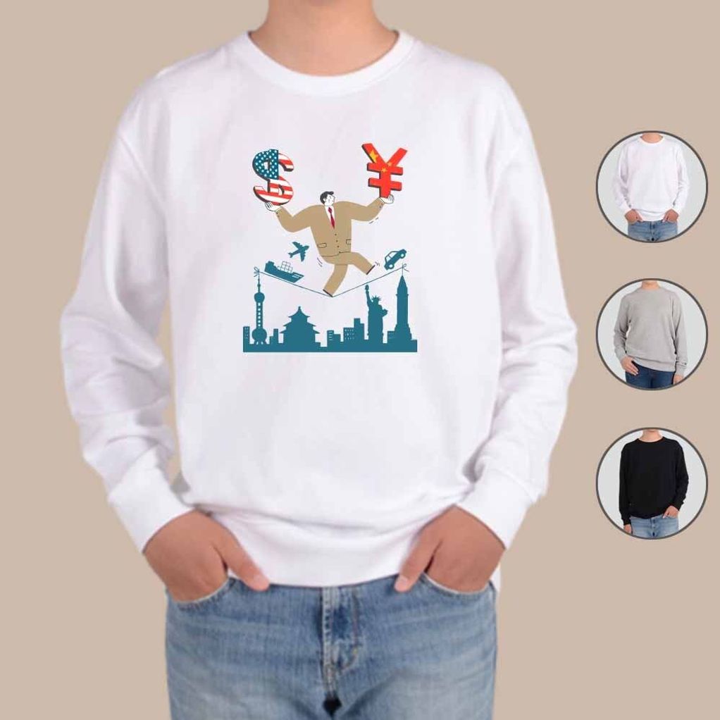 맨투맨 미중관계 미국 중국 무역 그림 TRADE WAR A6 디자인