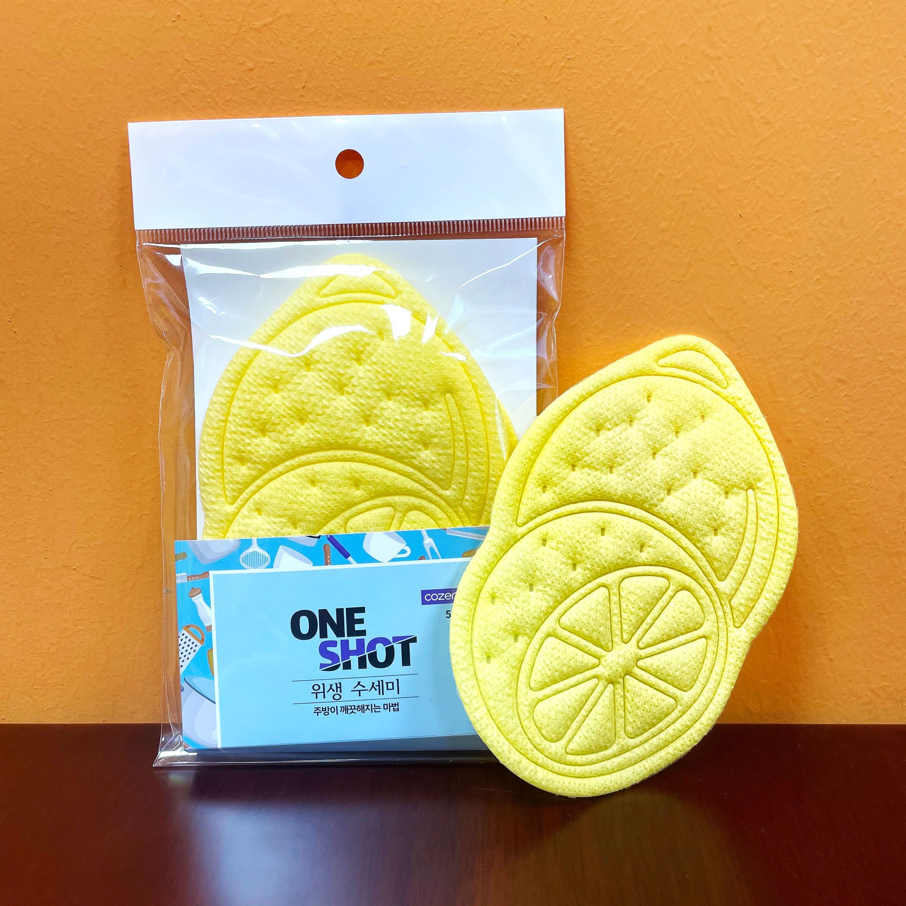 코젠더스 원샷 과일모양 위생 수세미 5매입 (레몬)