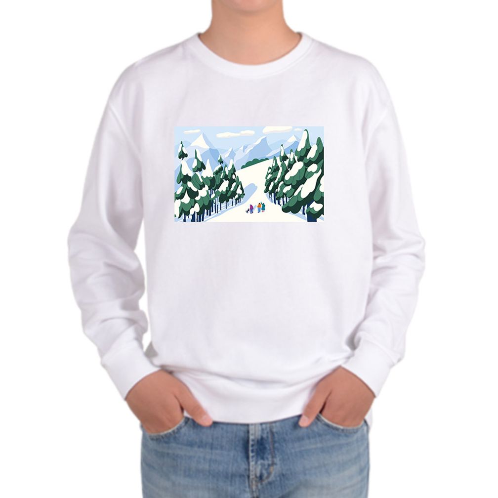 맨투맨 겨울풍경 산속의 눈 친구들과 산책 그리고 강아지 아름다운 겨울산