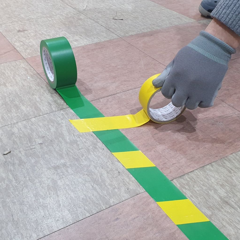 PVC 라인 테이프 초록 48mm x 33M 컬러 바닥