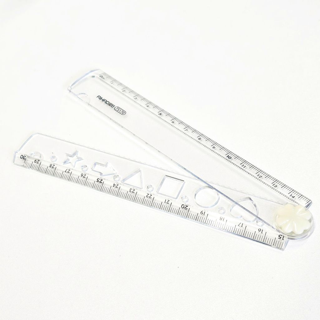 투명 플라스틱 접이식 접는 자 모양자 학용품 문구
