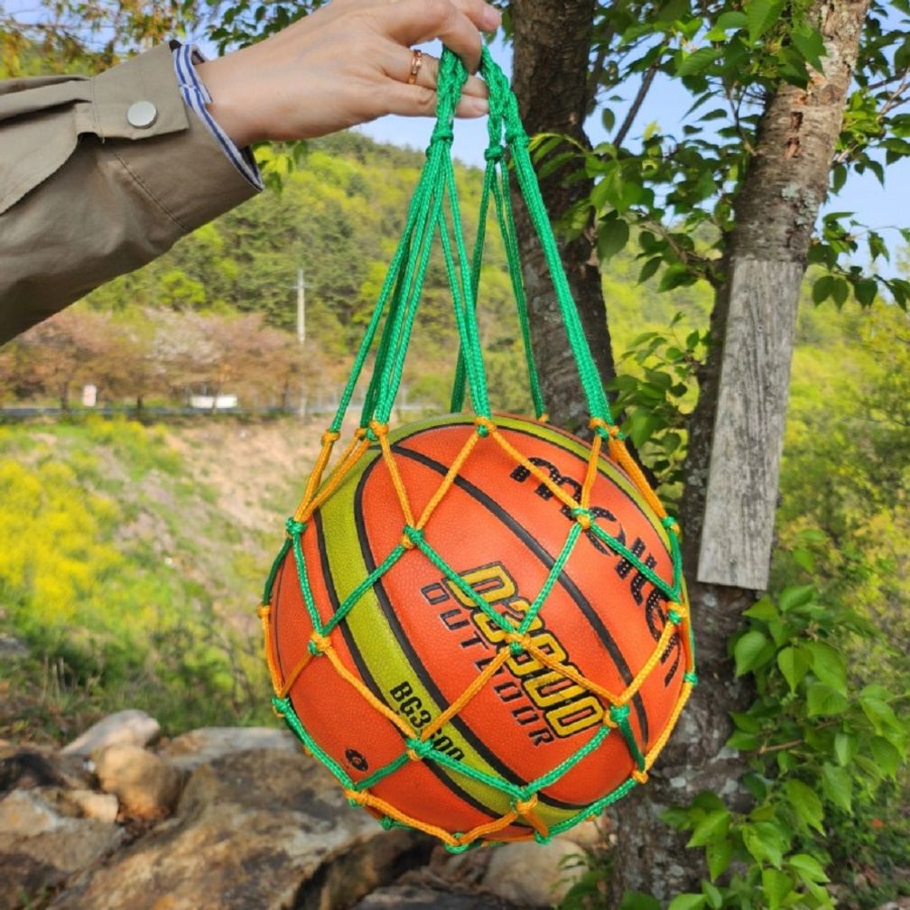 농구공 네트 가방 초록노랑