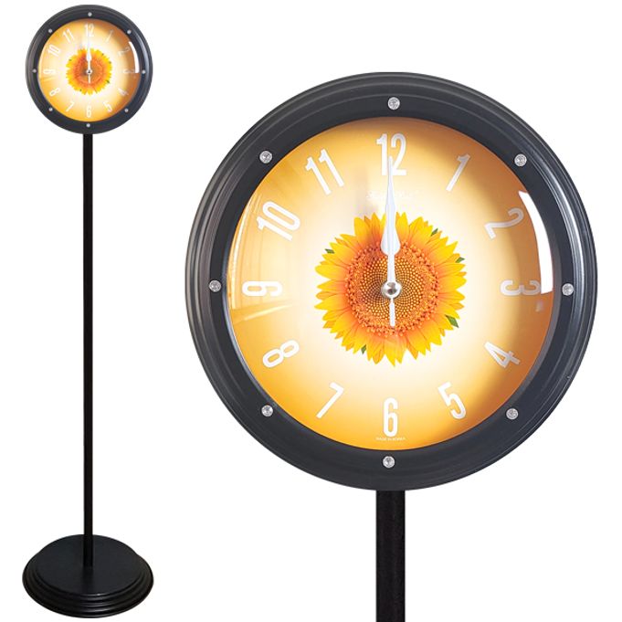 GB6194e 행운 보석 해바라기 무소음 스탠드시계 블랙