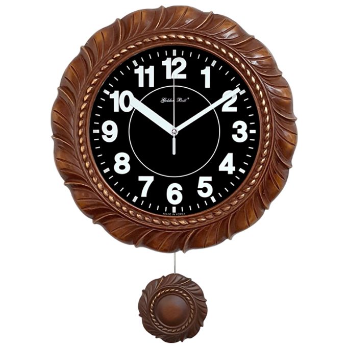 GB7084e 야광 민들레 무소음 추 벽시계 브라운 국내제조